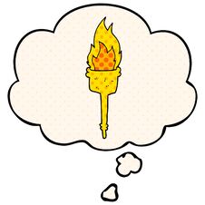 Cartoon Flaming Torch And Thought Bubble In Comic Book Style Stock Photography