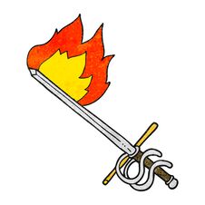 Texture Cartoon Flaming Sword Stock Images