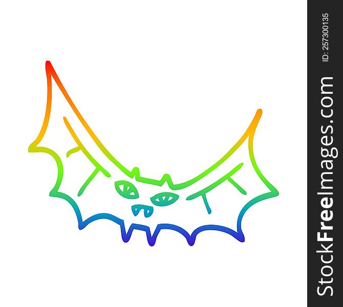 rainbow gradient line drawing of a cartoon bat