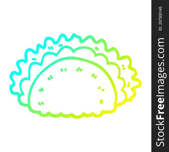 cold gradient line drawing of a cartoon taco