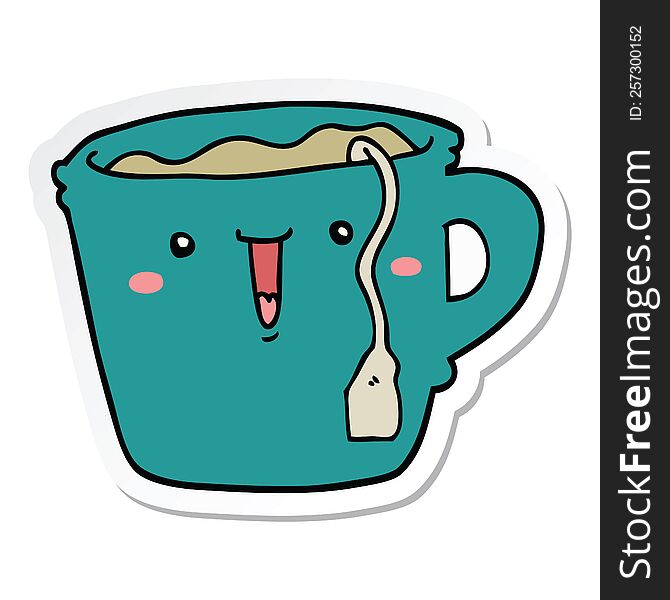 sticker of a cute cartoon coffee cup