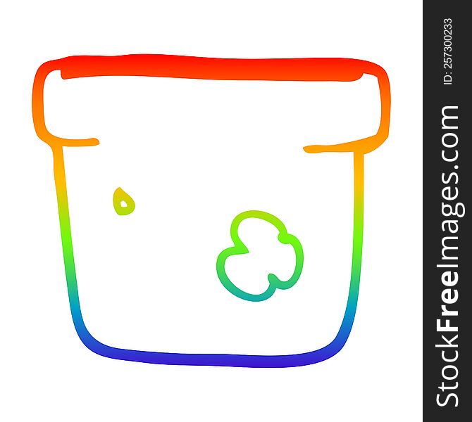Rainbow Gradient Line Drawing Cartoon Plant Pot