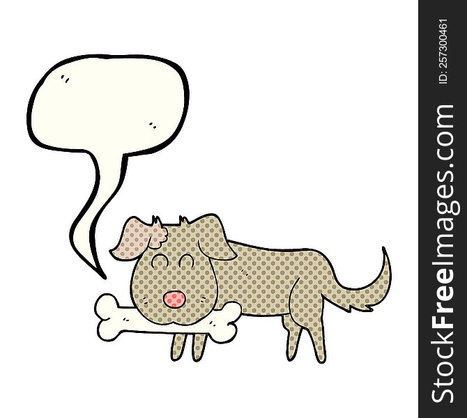Comic Book Speech Bubble Cartoon Dog With Bone