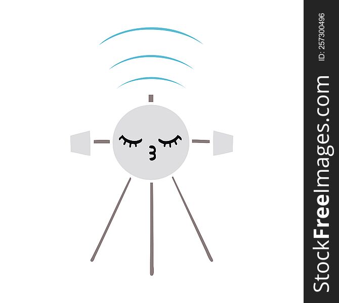 Flat Color Retro Cartoon Satellite