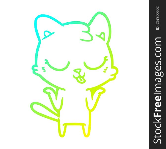 Cold Gradient Line Drawing Cartoon Cat Shrugging Shoulders
