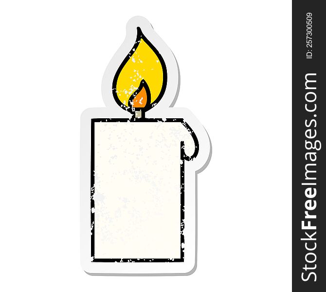 Distressed Sticker Of A Cute Cartoon Lit Candle
