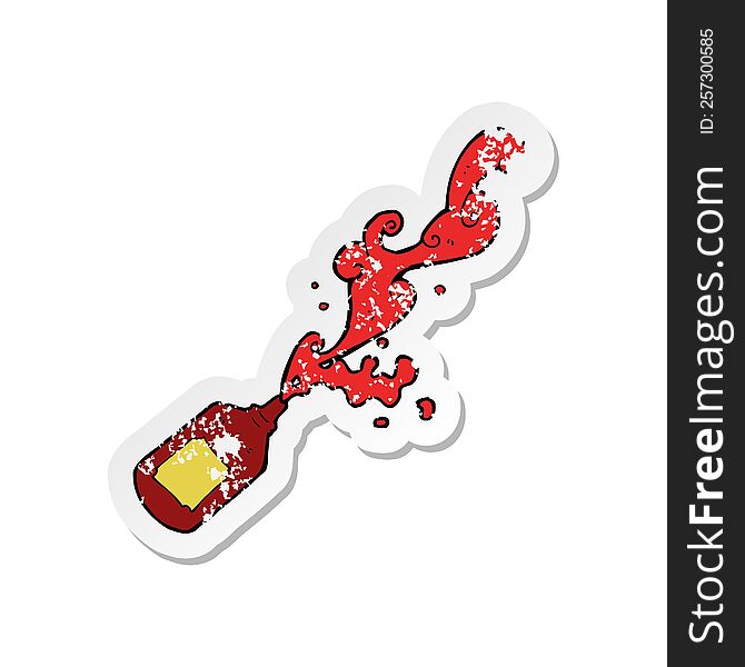 Retro Distressed Sticker Of A Cartoon Squirting Ketchup