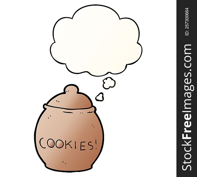 Cartoon Cookie Jar And Thought Bubble In Smooth Gradient Style