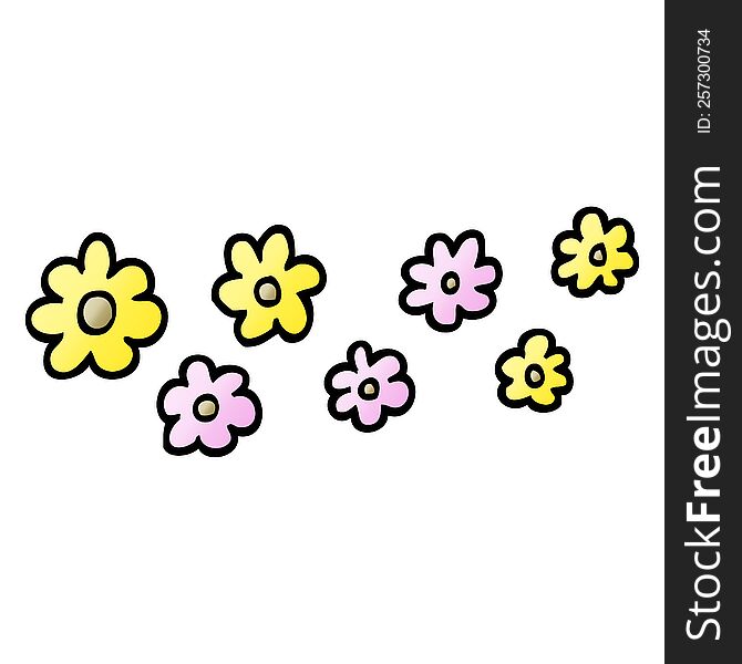 Vector Gradient Illustration Cartoon Decorative Flowers