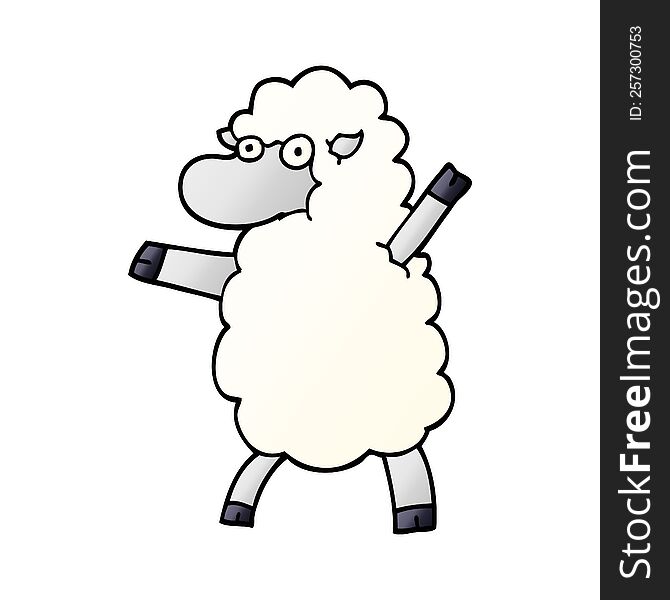 cartoon doodle sheep standing upright