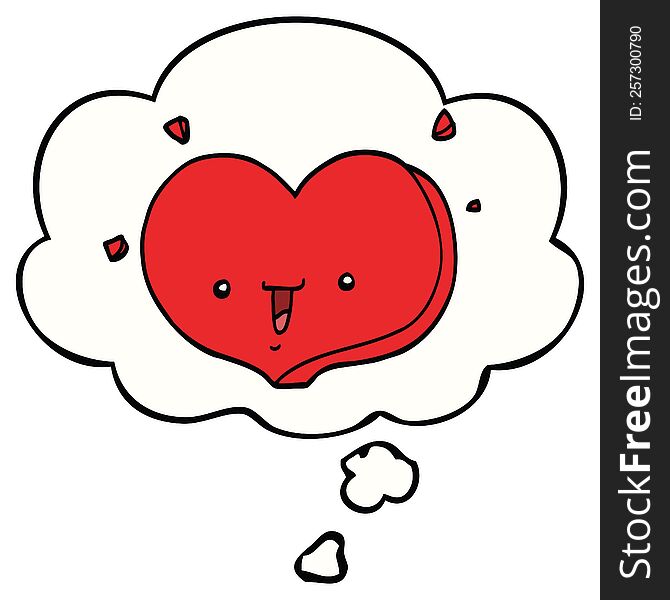 cartoon happy love heart with thought bubble. cartoon happy love heart with thought bubble