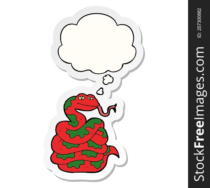Cartoon Snake And Thought Bubble As A Printed Sticker