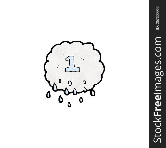 cartoon raincloud with number one