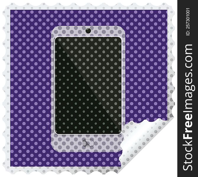 cell phone graphic square sticker stamp. cell phone graphic square sticker stamp