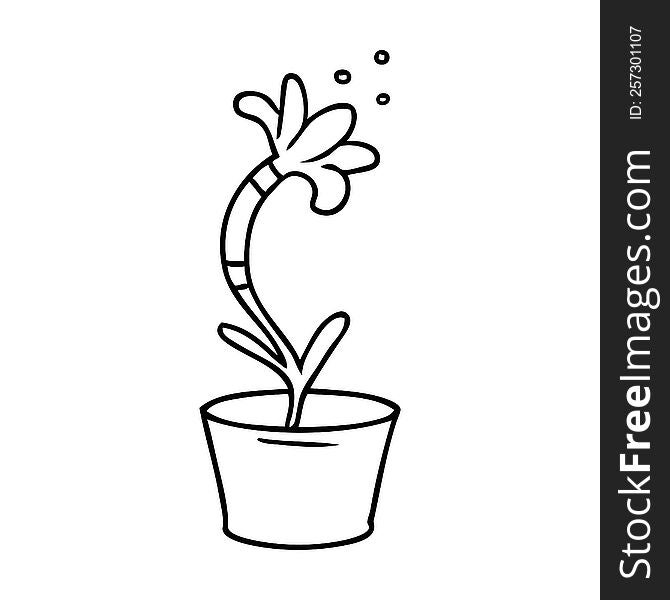 line drawing doodle of a house plant