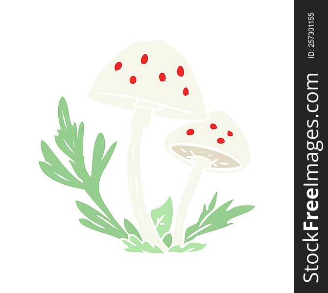 Flat Color Style Cartoon Wild Mushrooms