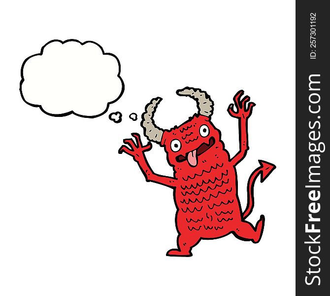 cartoon demon with thought bubble