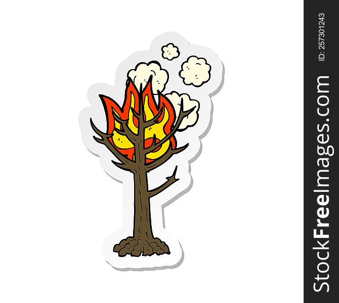 sticker of a cartoon burning tree