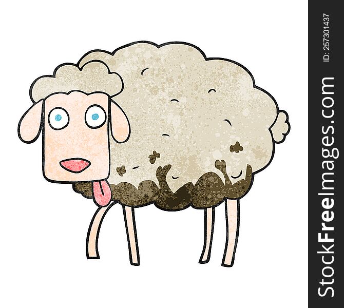 freehand textured cartoon muddy sheep