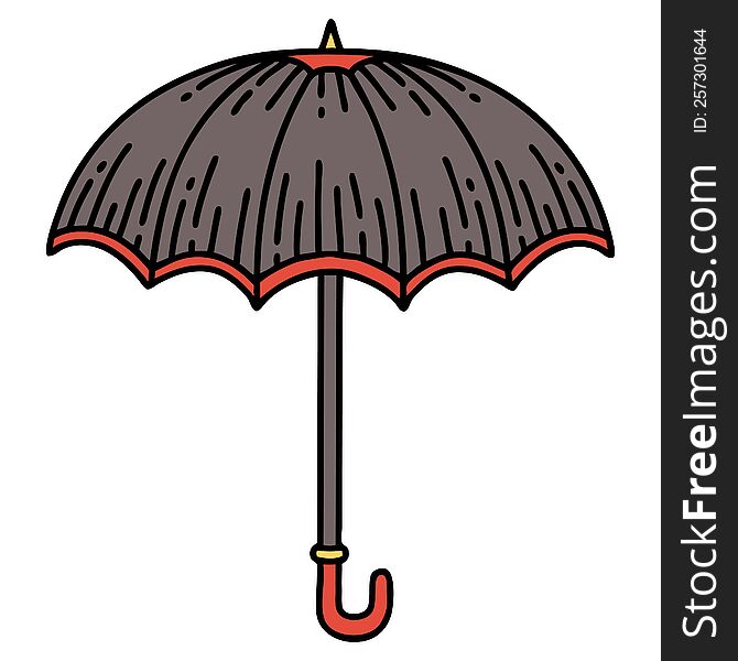 Traditional Tattoo Of An Umbrella