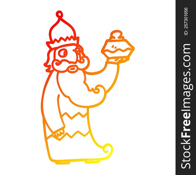 Warm Gradient Line Drawing One Of The Three Wise Men Cartoon