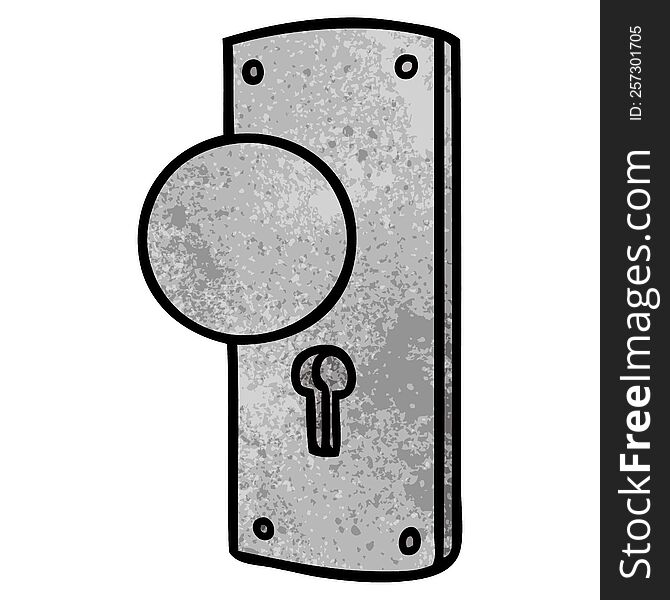 Textured Cartoon Doodle Of A Door Handle