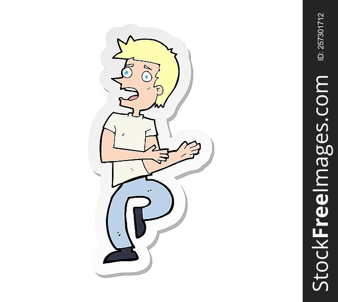 Sticker Of A Cartoon Stressed Out Man