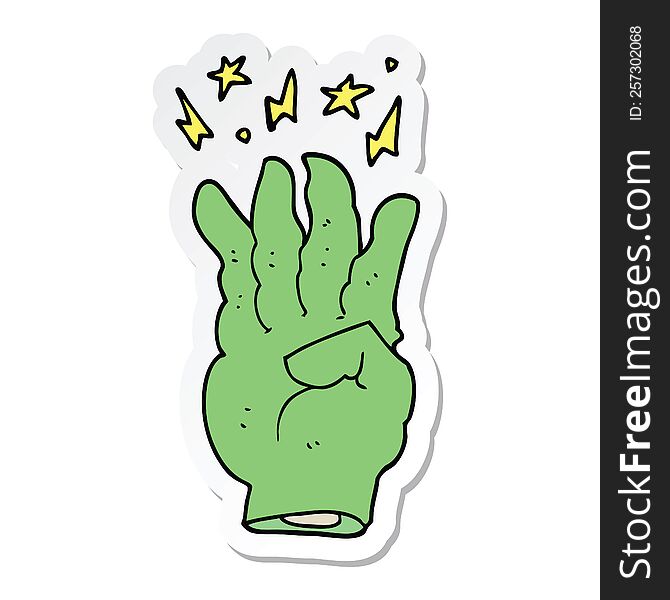 Sticker Of A Cartoon Spooky Magic Hand