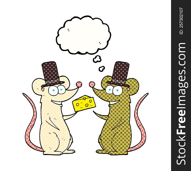 thought bubble cartoon mice with cheese