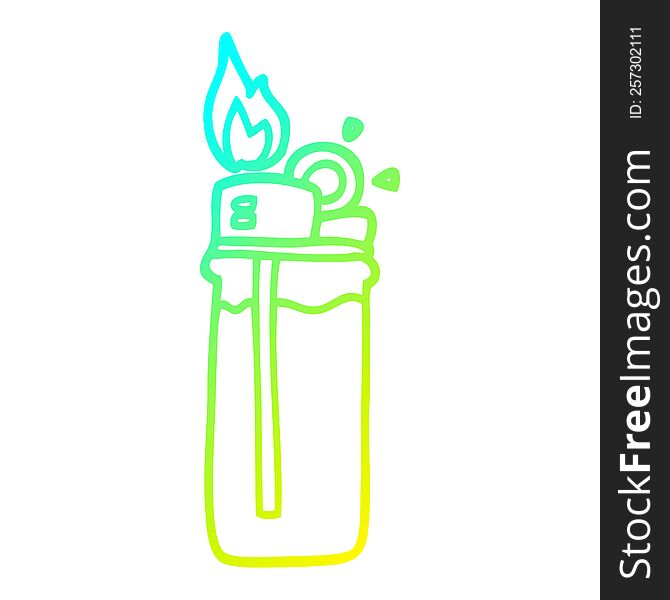 cold gradient line drawing of a cartoon disposable lighter