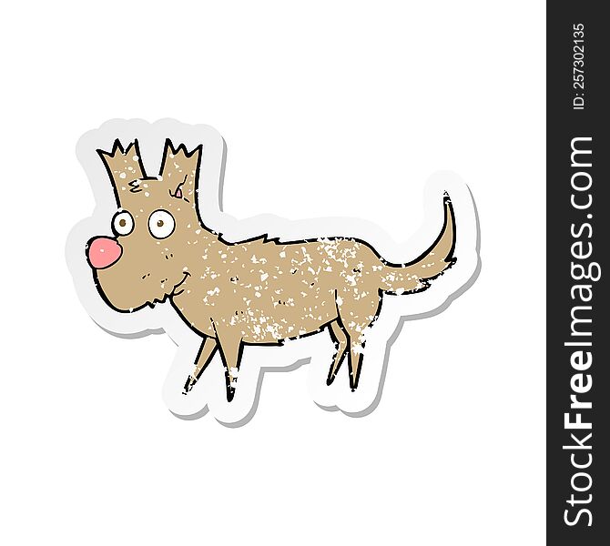 retro distressed sticker of a cartoon cute little dog