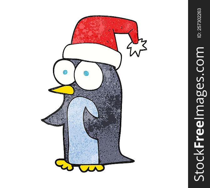 Textured Cartoon Christmas Penguin