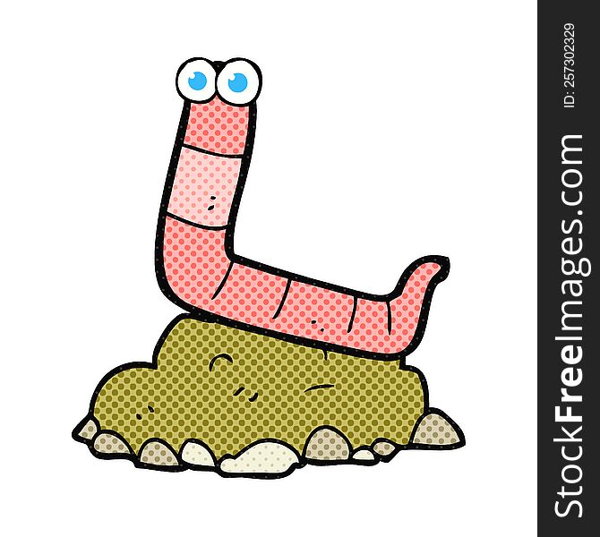 freehand drawn comic book style cartoon worm