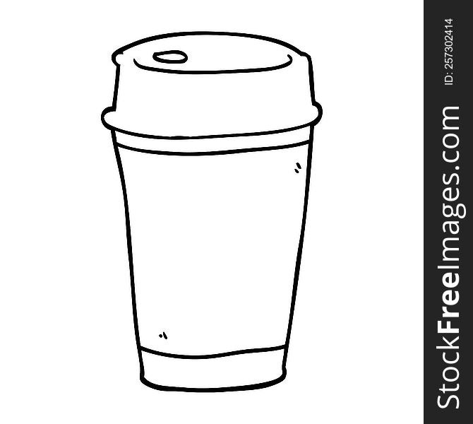 line drawing cartoon take out coffee