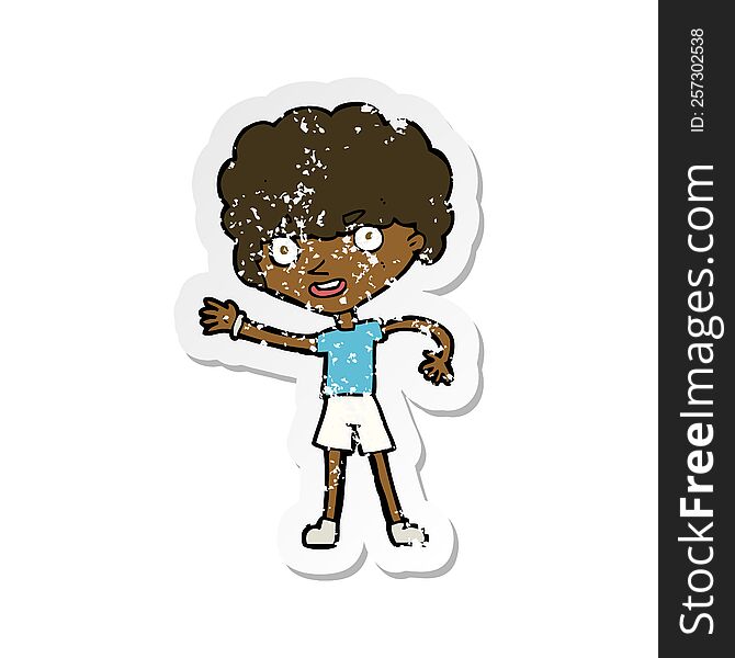 retro distressed sticker of a cartoon sporty person