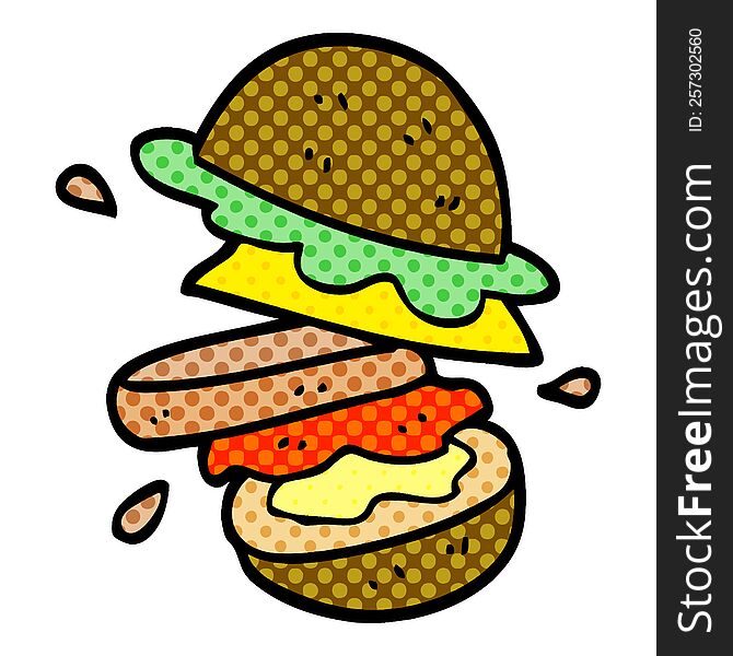 cartoon doodle of a burger