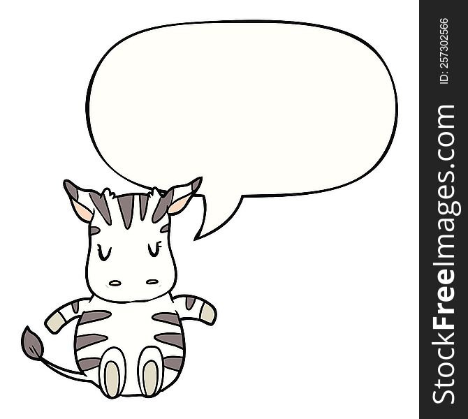 Cute Cartoon Zebra And Speech Bubble