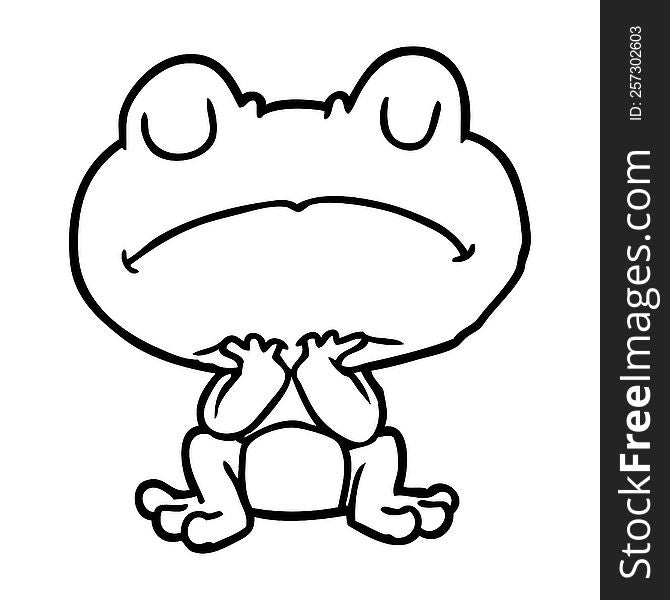 line drawing of a frog waiting patiently. line drawing of a frog waiting patiently