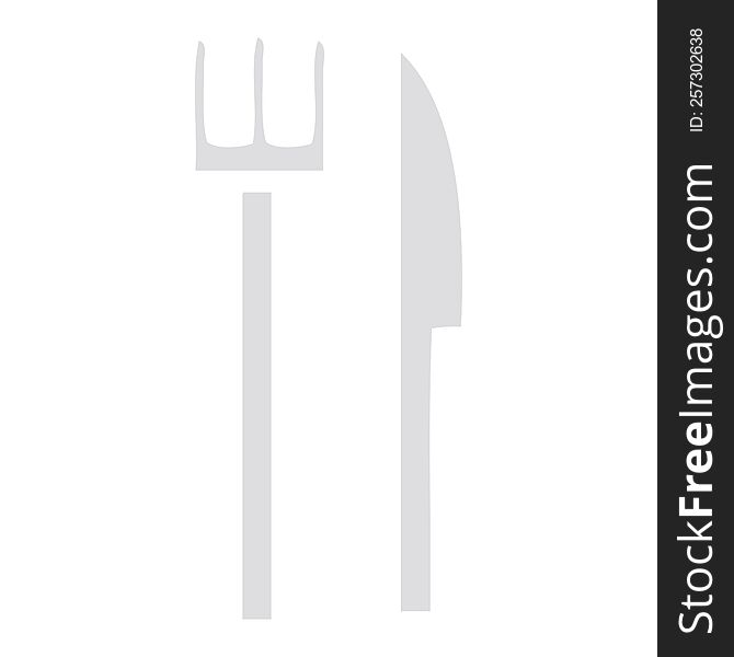 flat color retro cartoon of a knife and fork