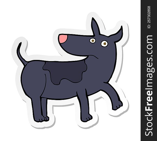sticker of a funny cartoon dog