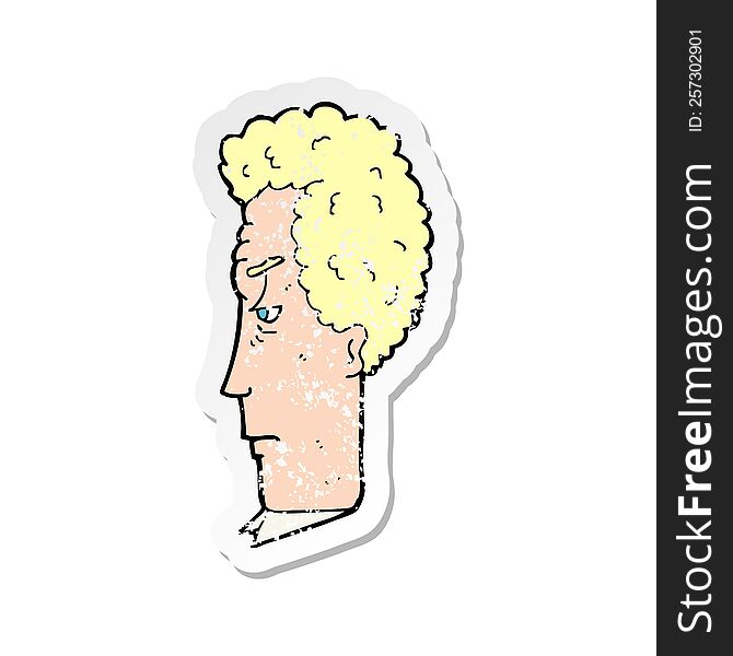 Retro Distressed Sticker Of A Cartoon Annoyed Man
