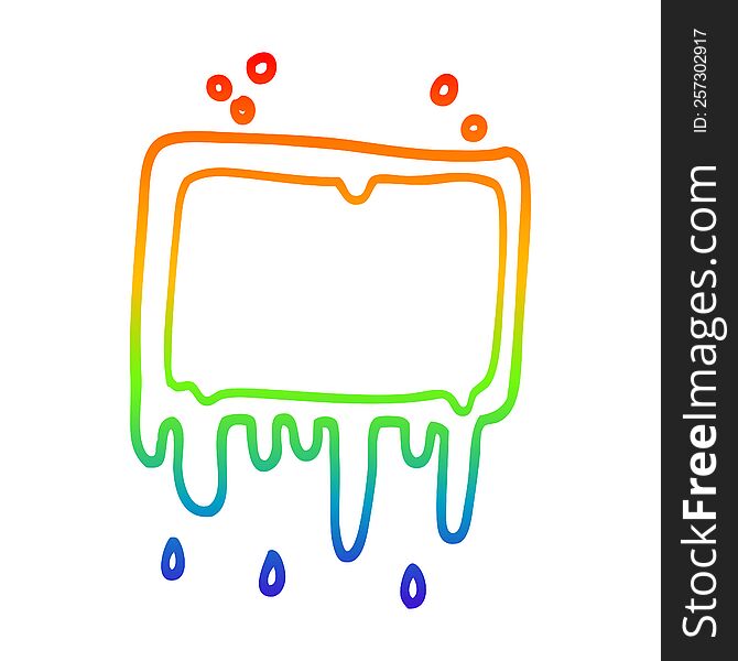 rainbow gradient line drawing of a cartoon dripping banner