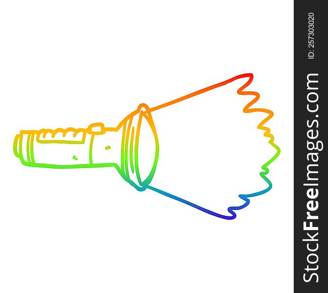 rainbow gradient line drawing of a electric torch shining