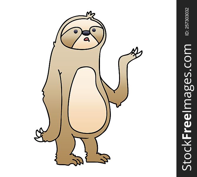 gradient shaded quirky cartoon sloth. gradient shaded quirky cartoon sloth