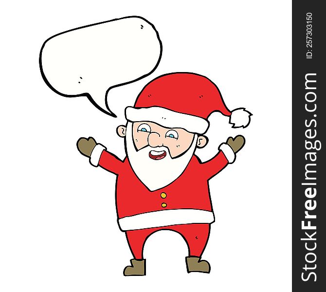 cartoon santa claus with speech bubble