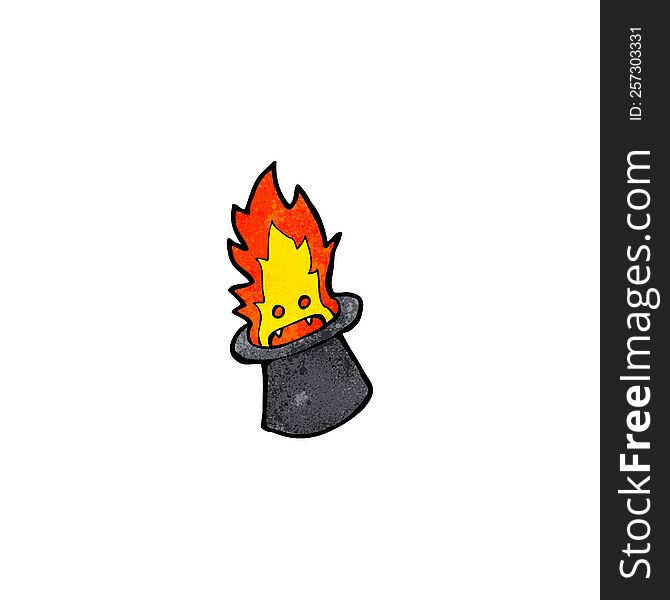 cartoon magic flaming top hat