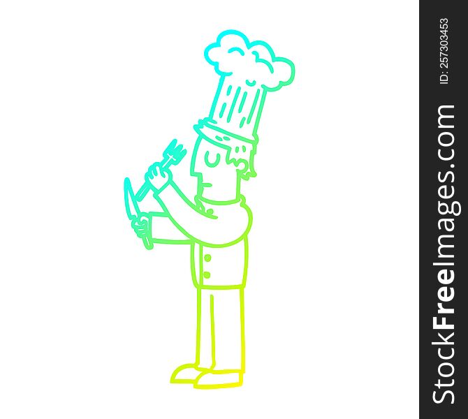 Cold Gradient Line Drawing Cartoon Talented Chef
