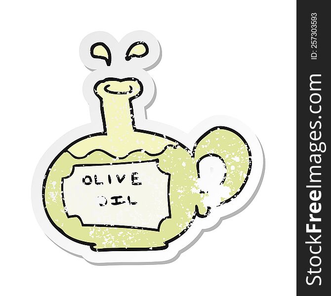 retro distressed sticker of a cartoon olive oil