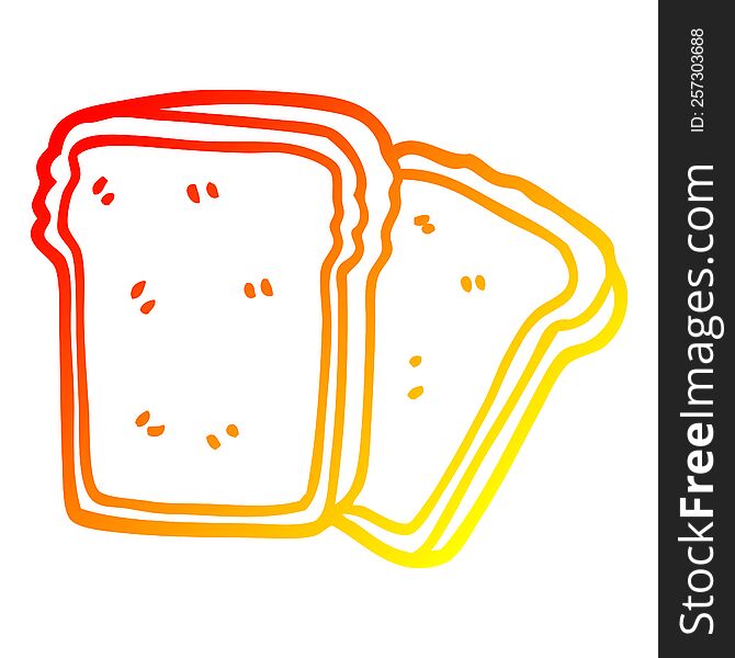 warm gradient line drawing of a cartoon slices of bread