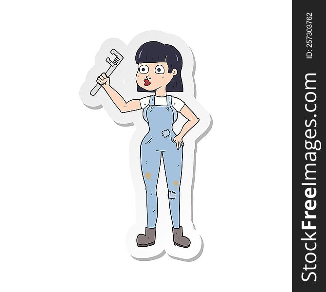 sticker of a cartoon female plumber